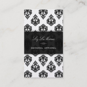 PixDezines Black Rossellini Vintage Damask Visitkort