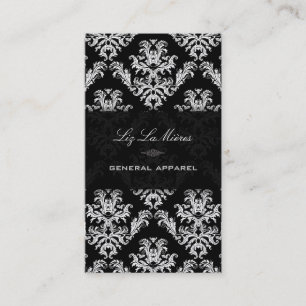 PixDezines Black+White Céleste Vintage Damask Visitkort