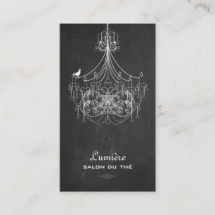 PixDezines Black+White Chandelier/chalkboard Visitkort