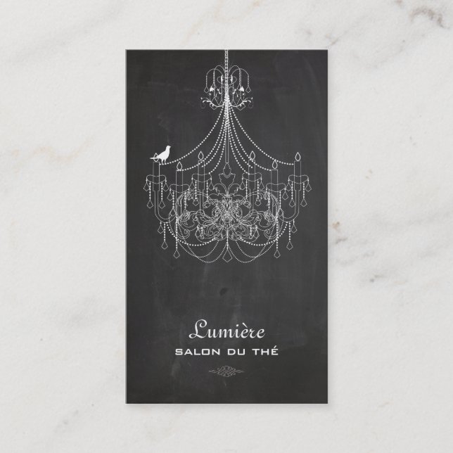 PixDezines Black+White Chandelier/chalkboard Visitkort (Framsida)