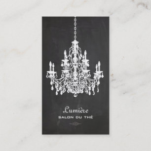 PixDezines Black+White Chandelier/chalkboard Visitkort