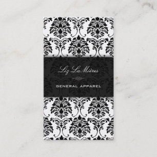PixDezines Black+White Florentius Vintage Damast Visitkort