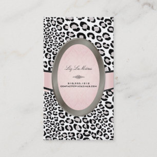 PixDezines Black, White Leopard-prickar Visitkort
