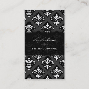 PixDezines Black+White Olivia Damask Visitkort