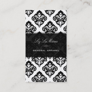 PixDezines Black+White Olivia Damask Visitkort