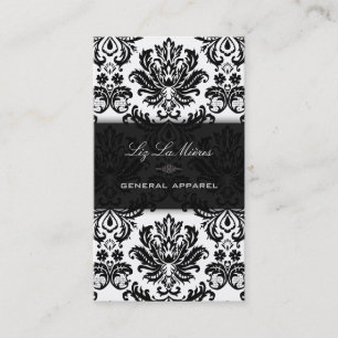 PixDezines Black+White Pique Vintage Damask Visitkort