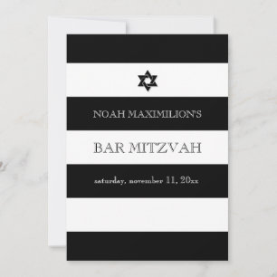 PixDezines black/white/rand pub mitzvah Inbjudningar