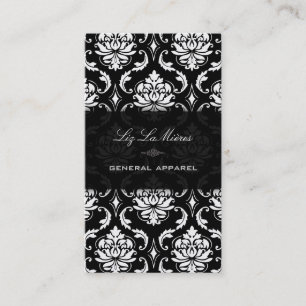 PixDezines Black+White Vendome Vintage Damask Visitkort