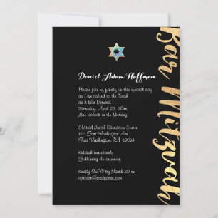 PixDezines bländade/guldskript/bar mitzvah Inbjudningar