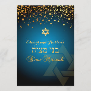PixDezines BLÄNDANDE GULD/B'nai Mitzvah/Gör-det-sj Inbjudningar
