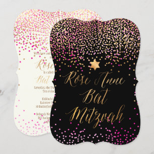 PixDezines Bländande Guld/Falsk Folie/Bat Mitzvah Inbjudningar