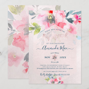 PixDezines Blommig Akvarell Bat Mitzvah, Ombre Inbjudningar