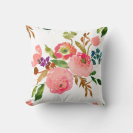PixDezines Blommig Akvarell/Ranunkel/Rosa Kudde