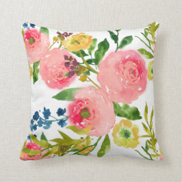 PixDezines Blommig Akvarell/Ranunkel/Rosa Kudde