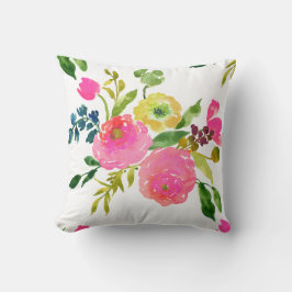 PixDezines Blommig Akvarell/Ranunkel/Rosa Kudde