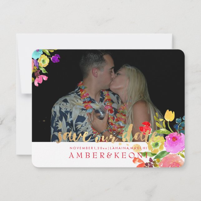 PixDezines Blommig Akvarell/Spara Vår Datum Spara Datumet (Framsida)