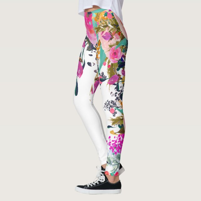 PixDezines Blommig Akvarell/Vårbukett Leggings (Vänster)
