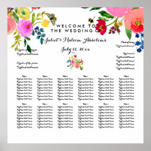 PixDezines Blommig Vattenfärg/Placeringsplan Poster