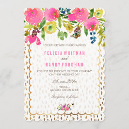 PixDezines blommigt vattencolor/ranunculus/rosa Inbjudningar