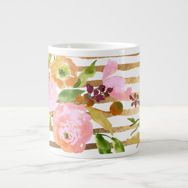 PixDezines-blommigt/vattenfärg/ranunculus Jumbo Mugg (Framsidan)