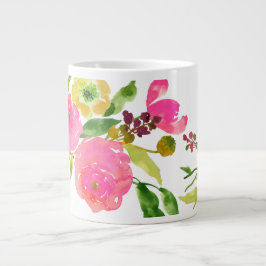 PixDezines-blommigt/vattenfärg/ranunculus Jumbo Mugg