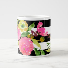 PixDezines-blommigt/vattenfärg/ranunculus/rand Jumbo Mugg