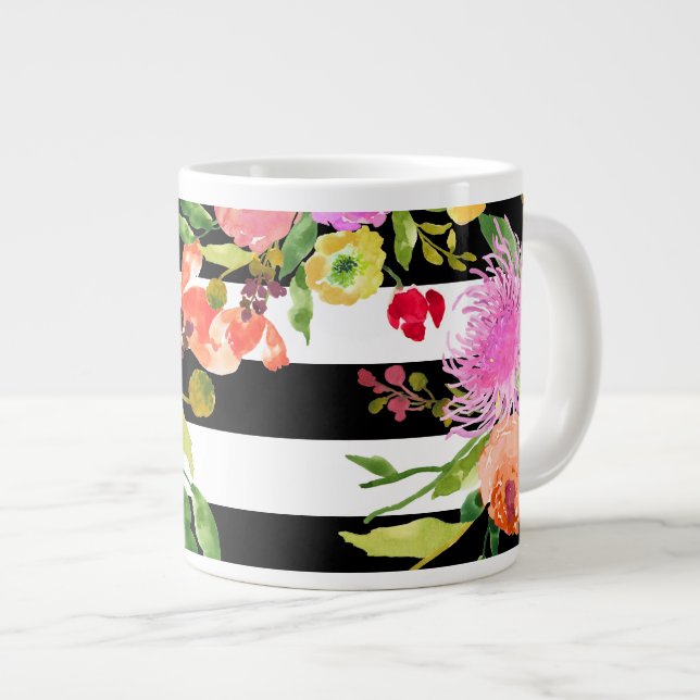PixDezines-blommigt/vattenfärg/ranunculus/rand Jumbo Mugg (Framsida höger)