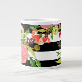 PixDezines-blommigt/vattenfärg/ranunculus/rand Jumbo Mugg