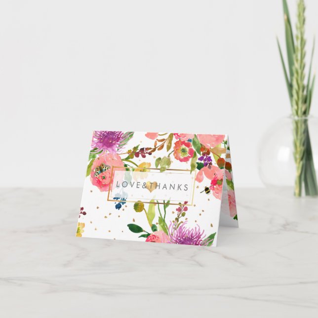 PixDezines Blommigt Vattenfärg/Ranunculus/Tack Tack Kort (Framsida)