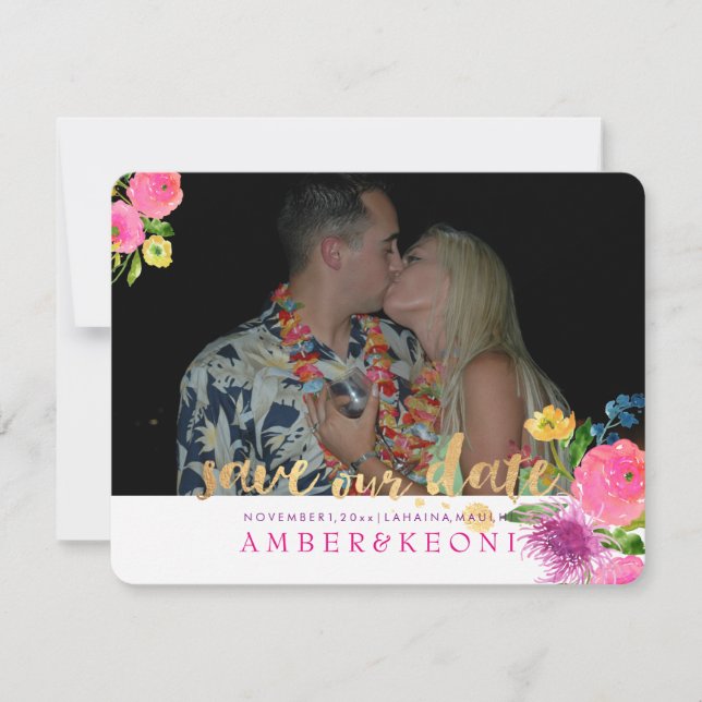 PixDezines Blommigt Vattenfärg/Spara vårt datum Spara Datumet (Framsida)