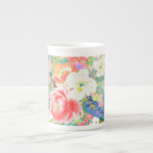 PixDezines-Blommigt/vattenfärg/Vår Bouquet Benporslin Mugg