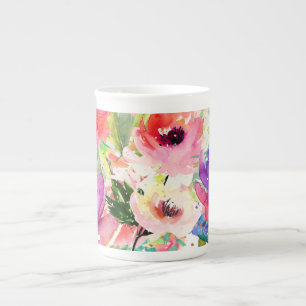 PixDezines-Blommigt/vattenfärg/Vår Bouquet Benporslin Mugg