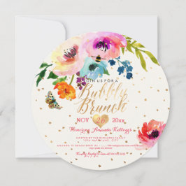 PixDezines Blommigt VattenfärgsBrunch+Bubbelfärgad Inbjudningar
