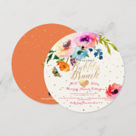 PixDezines Blommigt VattenfärgsBrunch+Bubbelfärgad Inbjudningar