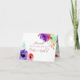 PixDezines Blommigt Watercolor/Be min Bridesmaid Inbjudan