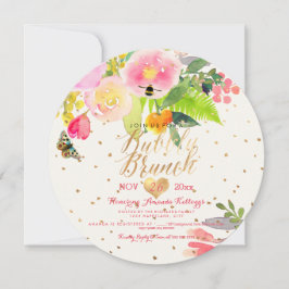 PixDezines Blommigt Watercolor Brunch+Bubly Inbjudningar