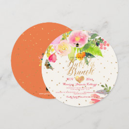 PixDezines Blommigt Watercolor Brunch+Bubly Inbjudningar