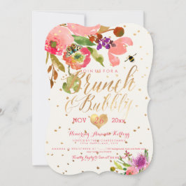 PixDezines Blommigt Watercolor Brunch+Bubly Inbjudningar