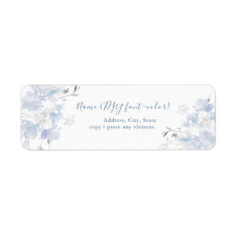PixDezines Blommigt Watercolor, Dusty Blue Sweetpe Returadress Etikett