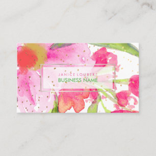 PixDezines Blommigt Watercolor/May Flowe/Guld Spec Visitkort
