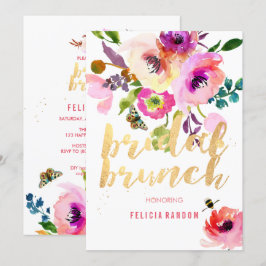 PixDezines Blommigt Watercolor Möhippa Brunch/DIY Inbjudningar