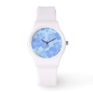 PixDezines blue hibiscus/diy-bakgrund Armbandsur
