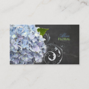 PixDezines blue hydrangeas, florists/chalkboard Visitkort