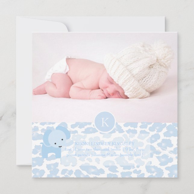 PixDezines Blue leopard+elefant Meddelande (Framsida)