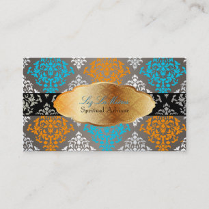 PixDezines blue+orange Josephine Damask/DIY färg Visitkort