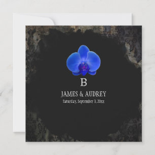 PixDezines blue orchid/grunge Black Damask Inbjudningar