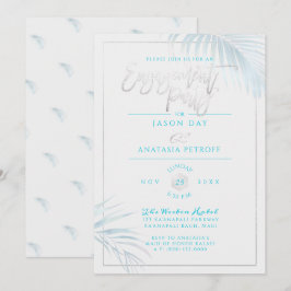 PixDezines Blue+Silver Handflatan, Förlovningsfest Inbjudningar