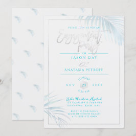 PixDezines Blue+Silver Handflatan, Förlovningsfest Inbjudningar