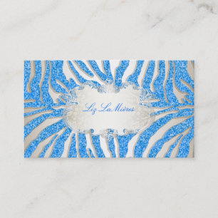 PixDezines blue zebra/champagne Visitkort