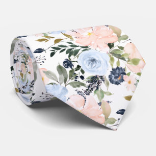 PixDezines Blush Blå Akvarell Blommor DIY färg Slips